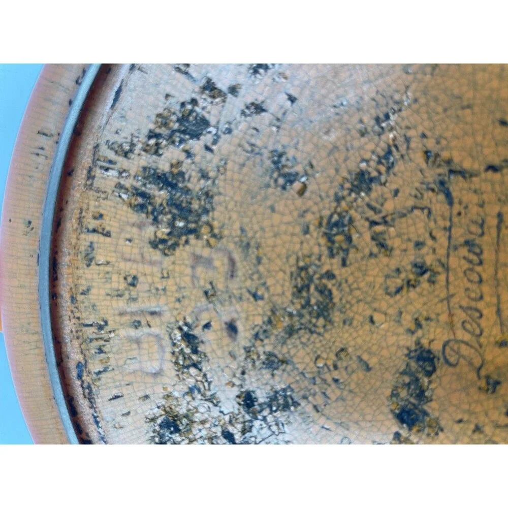 Vintage Descoware Flame Orange 9” Cast Iron Enamel Fry Pan Belgium
